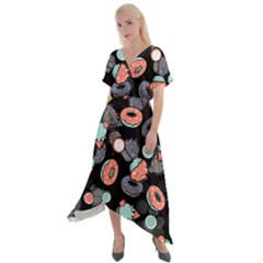 Seamless Sweets Background Cross Front Sharkbite Hem Maxi Dress by Vaneshart