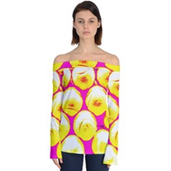 Pop Art Tennis Balls Off Shoulder Long Sleeve Top by essentialimage