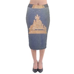 Illustrated Exhibitor 1 Velvet Midi Pencil Skirt by DeneWestUK