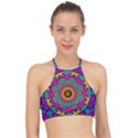 Fern  Mandala  In Strawberry Decorative Style Racer Front Bikini Top View1