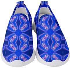 Seamless Fractal Blue Kids  Slip On Sneakers by Vaneshart