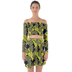 Seamless Pattern Background Off Shoulder Top With Skirt Set by Vaneshart
