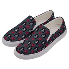 Girl Flower Pattern Grey Men s Canvas Slip Ons by snowwhitegirl