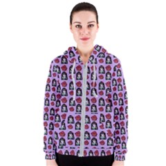 Girl Flower Pattern Lilac Women s Zipper Hoodie by snowwhitegirl