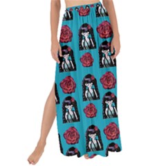 Girl Flower Pattern Blue Maxi Chiffon Tie-up Sarong by snowwhitegirl