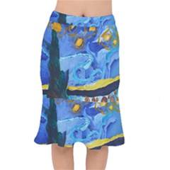 Painting Illustrations Vincent Van Gogh Short Mermaid Skirt by Wegoenart