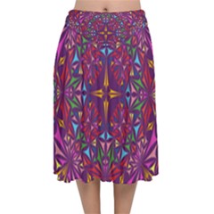 Kaleidoscope  Velvet Flared Midi Skirt by Sobalvarro