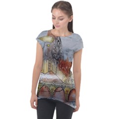 Airships Flight Travel Sky Cap Sleeve High Low Top by Wegoenart