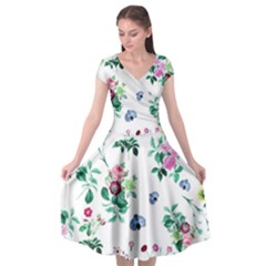Leaves Cap Sleeve Wrap Front Dress by Sobalvarro