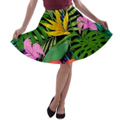 Tropical Greens A-line Skater Skirt by Sobalvarro