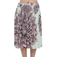 Flowers Velvet Flared Midi Skirt by Sobalvarro