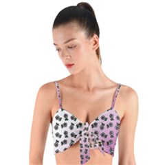 Magenta Gradient Flower Woven Tie Front Bralet by snowwhitegirl