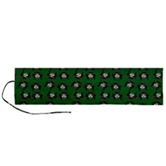 Retro Girl Daisy Chain Pattern Green Roll Up Canvas Pencil Holder (l) by snowwhitegirl