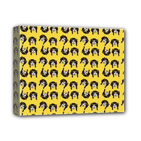 Retro Girl Daisy Chain Pattern Yellow Deluxe Canvas 14  X 11  (stretched) by snowwhitegirl