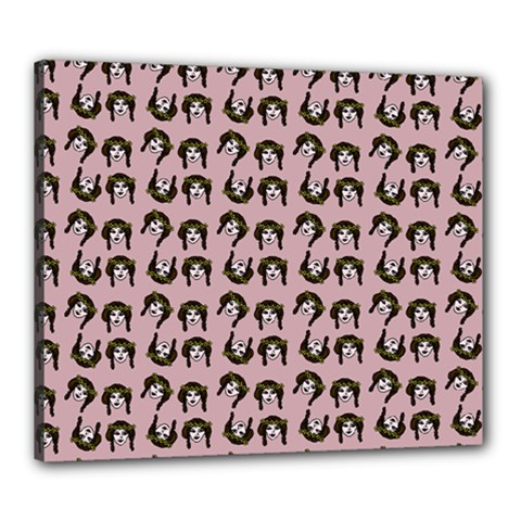 Retro Girl Daisy Chain Pattern Light Pink Canvas 24  X 20  (stretched) by snowwhitegirl