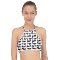 Retro Girl Daisy Chain Pattern White Racer Front Bikini Top by snowwhitegirl