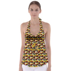 Vintage Hippie Girl Pattern Yellow Babydoll Tankini Top by snowwhitegirl