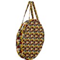 Vintage Hippie Girl Pattern Yellow Giant Round Zipper Tote View3