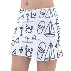 Black And White Summer Vector Pattern Tennis Skirt by Vaneshart