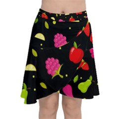 Vector Seamless Summer Fruits Pattern Colorful Cartoon Background Chiffon Wrap Front Skirt by Vaneshart