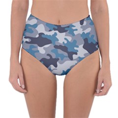 Military Seamless Pattern Reversible High-waist Bikini Bottoms by Vaneshart