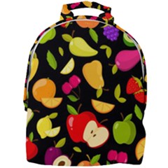 Vector Seamless Summer Fruits Pattern Black Background Mini Full Print Backpack by Vaneshart
