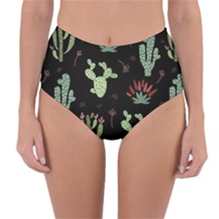 Cartoon African Cactus Seamless Pattern Reversible High-waist Bikini Bottoms by Vaneshart