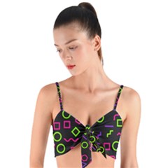 Geometric Seamless Pattern Woven Tie Front Bralet by Vaneshart