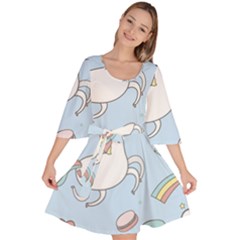 Unicorn Seamless Pattern Background Vector Velour Kimono Dress by Sobalvarro