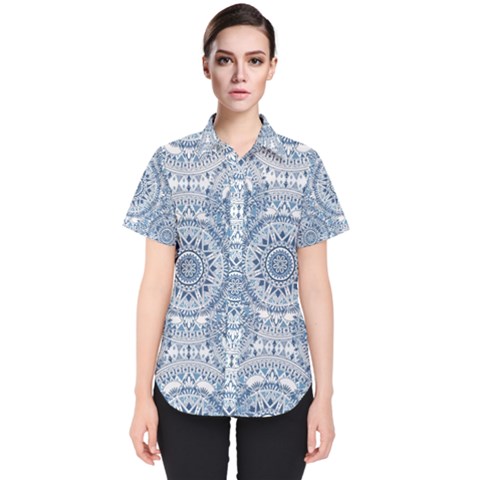Boho Pattern Style Graphic Vector Women s Short Sleeve Shirt by Sobalvarro