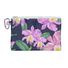 Vector Hand Drawn Orchid Flower Pattern Canvas Cosmetic Bag (large) by Sobalvarro