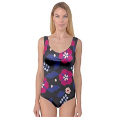 Vector Seamless Flower And Leaves Pattern Princess Tank Leotard  by Sobalvarro