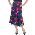 Vector Seamless Flower And Leaves Pattern Midi Mermaid Skirt View1