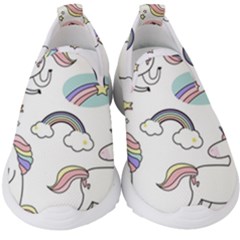 Cute Unicorns With Magical Elements Vector Kids  Slip On Sneakers by Sobalvarro