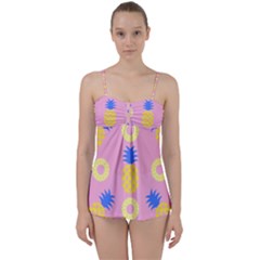 Pop Art Pineapple Seamless Pattern Vector Babydoll Tankini Set by Sobalvarro