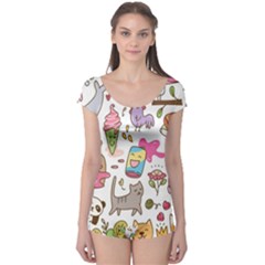 Set Kawaii Doodles Boyleg Leotard  by Vaneshart
