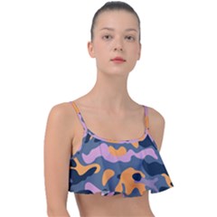 Camouflage Background Textile Uniform Seamless Pattern Frill Bikini Top by Vaneshart