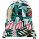 Abstract Seamless Pattern With Tropical Leaves Rounded Multi Pocket Backpack View3
