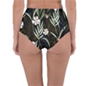 Trending Abstract Seamless Pattern With Colorful Tropical Leaves Plants Black Background Reversible High-Waist Bikini Bottoms View4