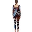 Trending Abstract Seamless Pattern With Colorful Tropical Leaves Plants Black Long Sleeve Catsuit View2