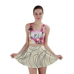 Topographic Lines Background Salmon Colour Shades Mini Skirt by Vaneshart