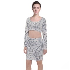 Topographic Lines Background Salmon Colour Shades Top And Skirt Sets by Vaneshart