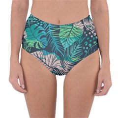 Seamless Abstract Pattern With Tropical Plants Reversible High-waist Bikini Bottoms by Vaneshart