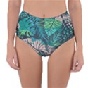 Seamless Abstract Pattern With Tropical Plants Reversible High-Waist Bikini Bottoms View1