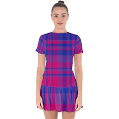 Bisexual Plaid Drop Hem Mini Chiffon Dress by NanaLeonti