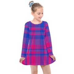 Bisexual Plaid Kids  Long Sleeve Dress by NanaLeonti