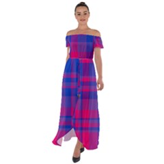 Bisexualplaid Off Shoulder Open Front Chiffon Dress by NanaLeonti