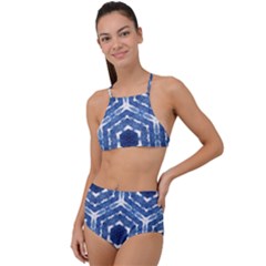 Indigo Hexagons High Waist Tankini Set by VeataAtticus
