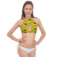 Cut Glass Beads Cross Front Halter Bikini Top by essentialimage