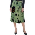 Funny Halloween Pattern With Witch, Cat And Pumpkin Classic Velour Midi Skirt  View1